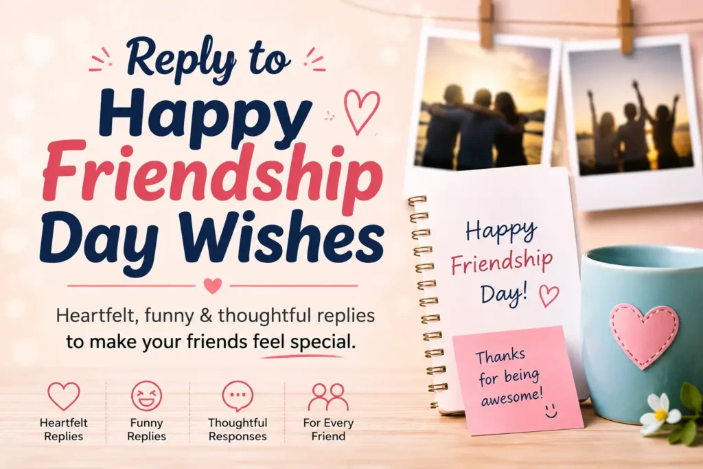 Reply to Happy Friendship Day wishes with heartfelt, funny, and thoughtful responses