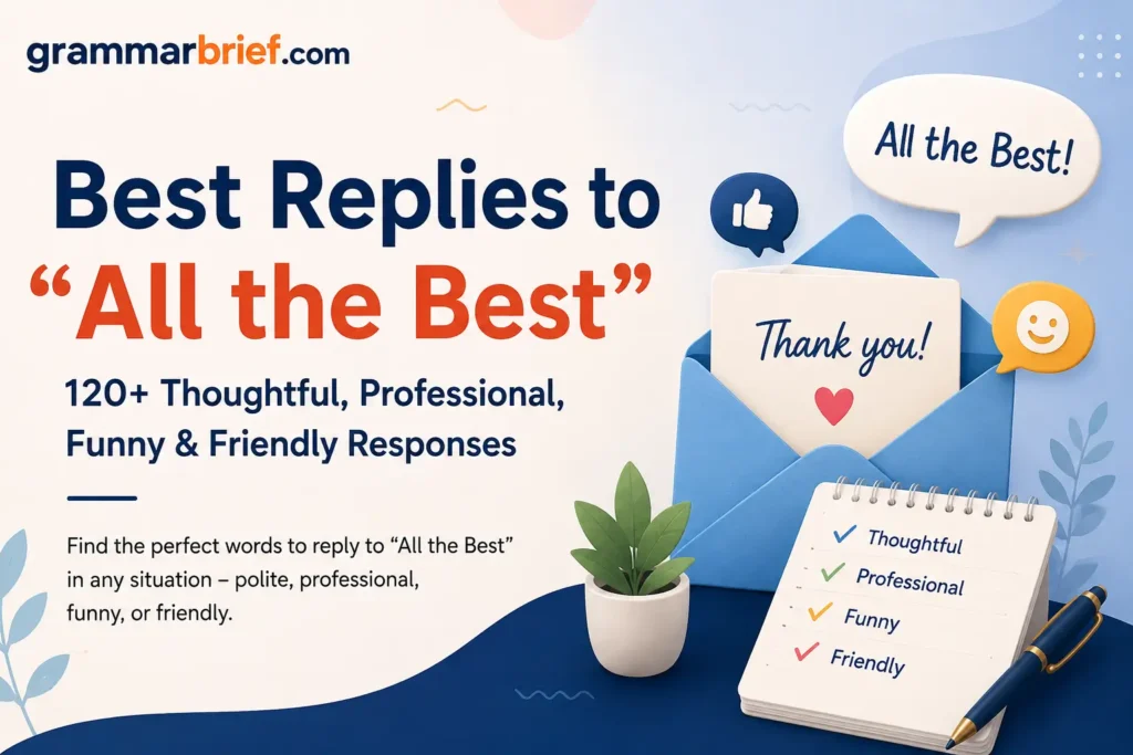 Best replies to “All the Best” with thoughtful, professional, funny, and friendly responses