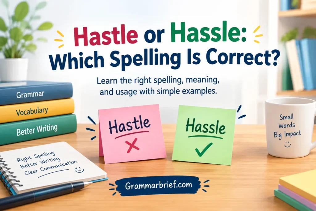 Hastle or Hassle correct spelling guide showing the difference between the two words