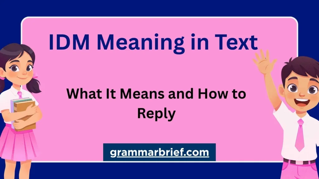 IDM meaning in text explained with examples of how to reply in a chat.